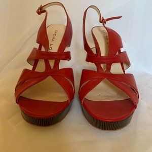 Leather Sacha London red high heels  Size 10